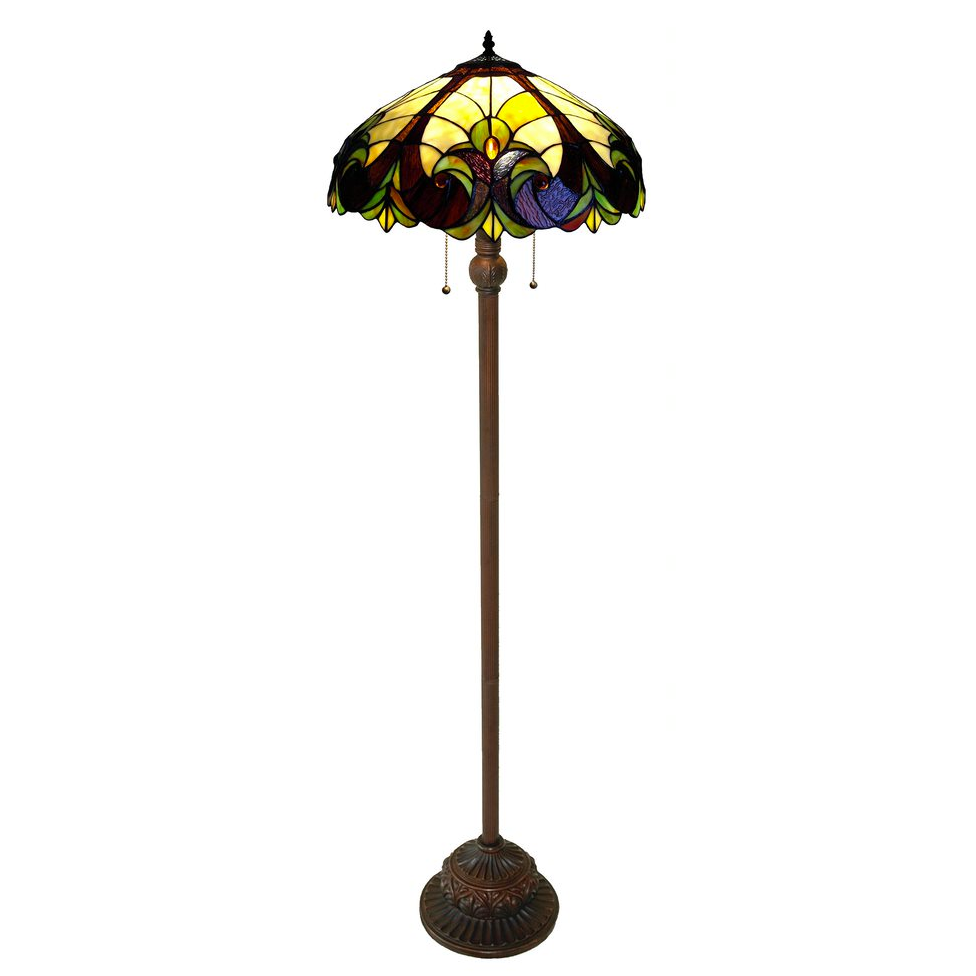 CHLOE Lighting LIAISON Tiffany-style 2 Light Victorian Floor Lamp 18" Shade. Picture 1