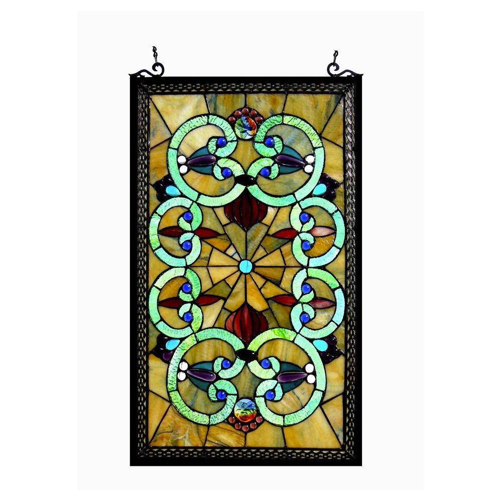 HEATHER Tiffany-glass Victorian Window Panel 17x28. The main picture.