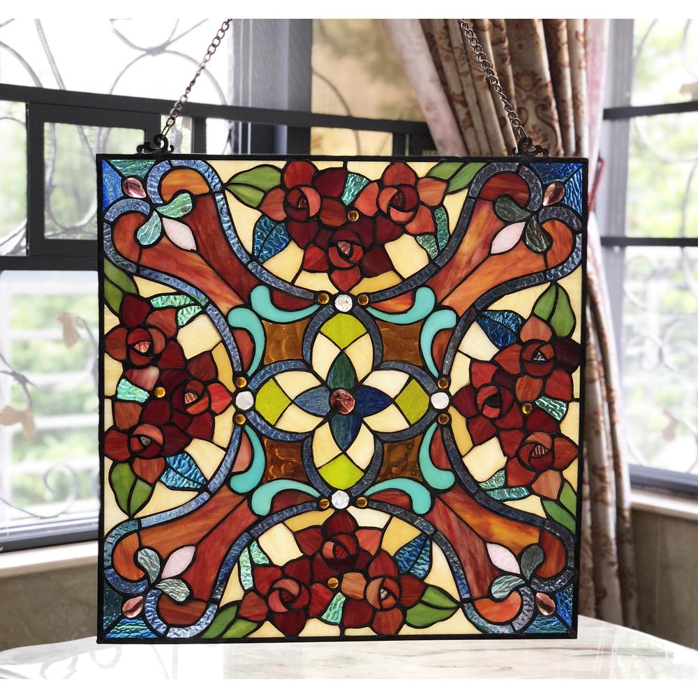 NOELLE Victorian Tiffany-glass Window Panel 20" Wide. Picture 2
