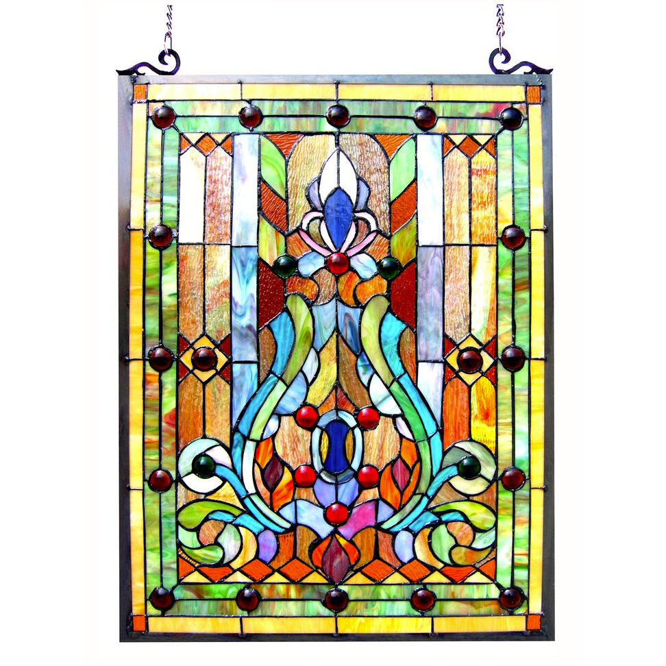 Tiffany-glass Victorian Window Panel 18x24