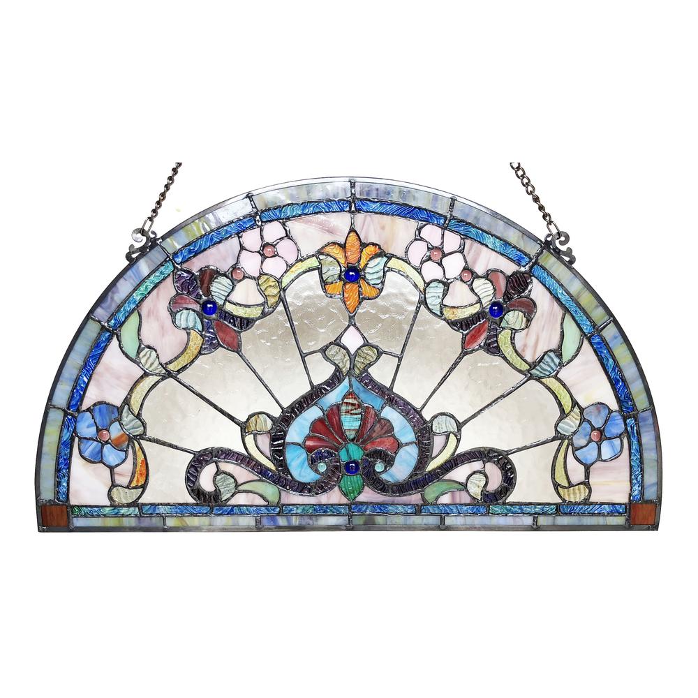 EMERSYN Victorian Tiffany-glass Window Panel 24" Wide. Picture 3