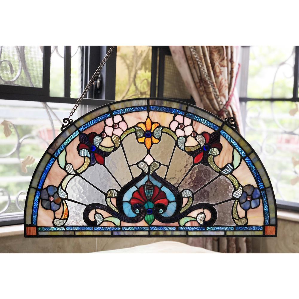 EMERSYN Victorian Tiffany-glass Window Panel 24" Wide. Picture 2
