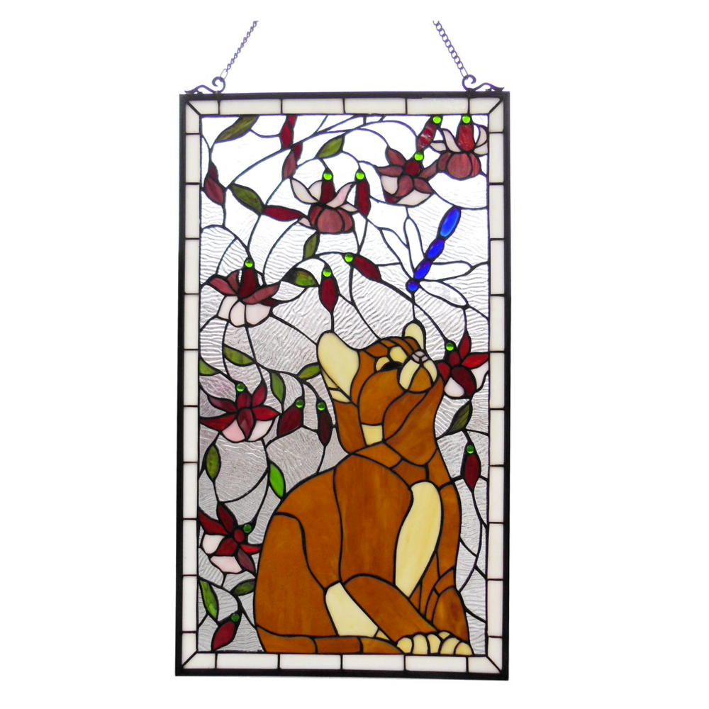 MIAOU Tiffany-glass Window Panel 18x31. Picture 1