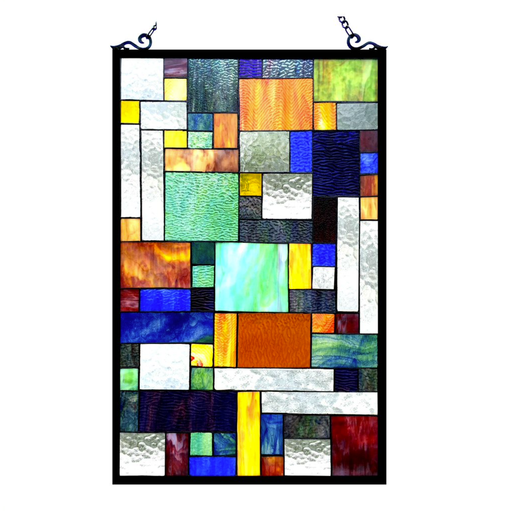 AVANT-GARDE Tiffany-glass Rectangle Window Panel 20x32. Picture 1