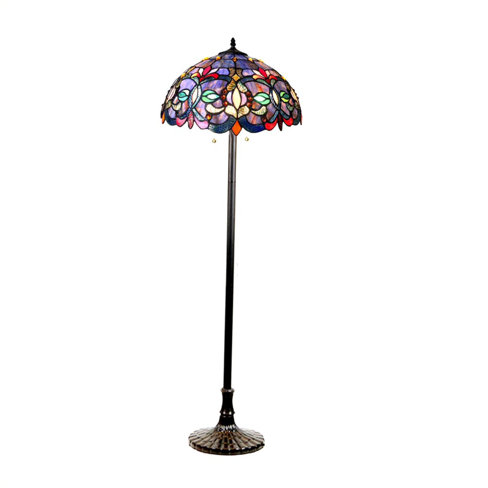 PRISCILLA Tiffany-style 2 Light Victorian Floor Lamp 18" Shade. Picture 1
