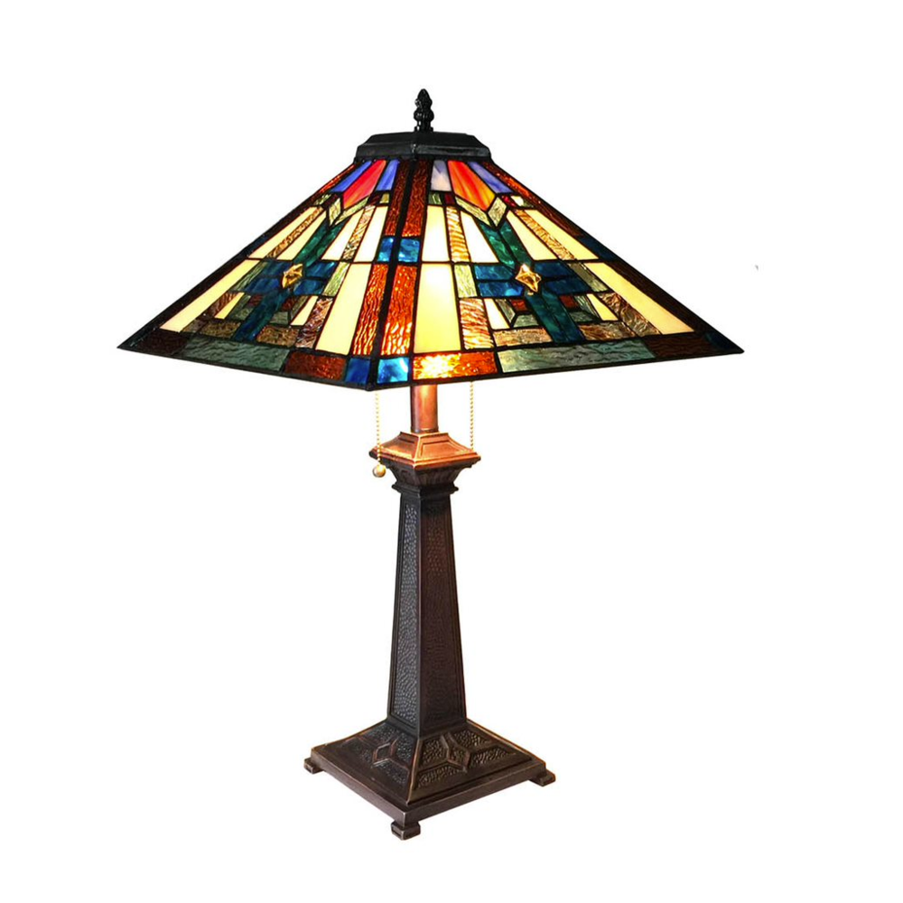 TAITE Tiffany-style 2 Light Mission Table Lamp 16" Shade. The main picture.