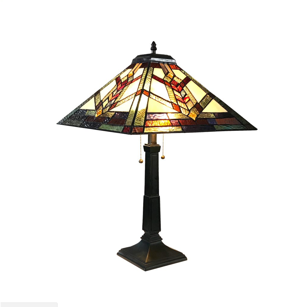 WYLIE Tiffany-style 2 Light Mission Table Lamp 16" Shade. Picture 1