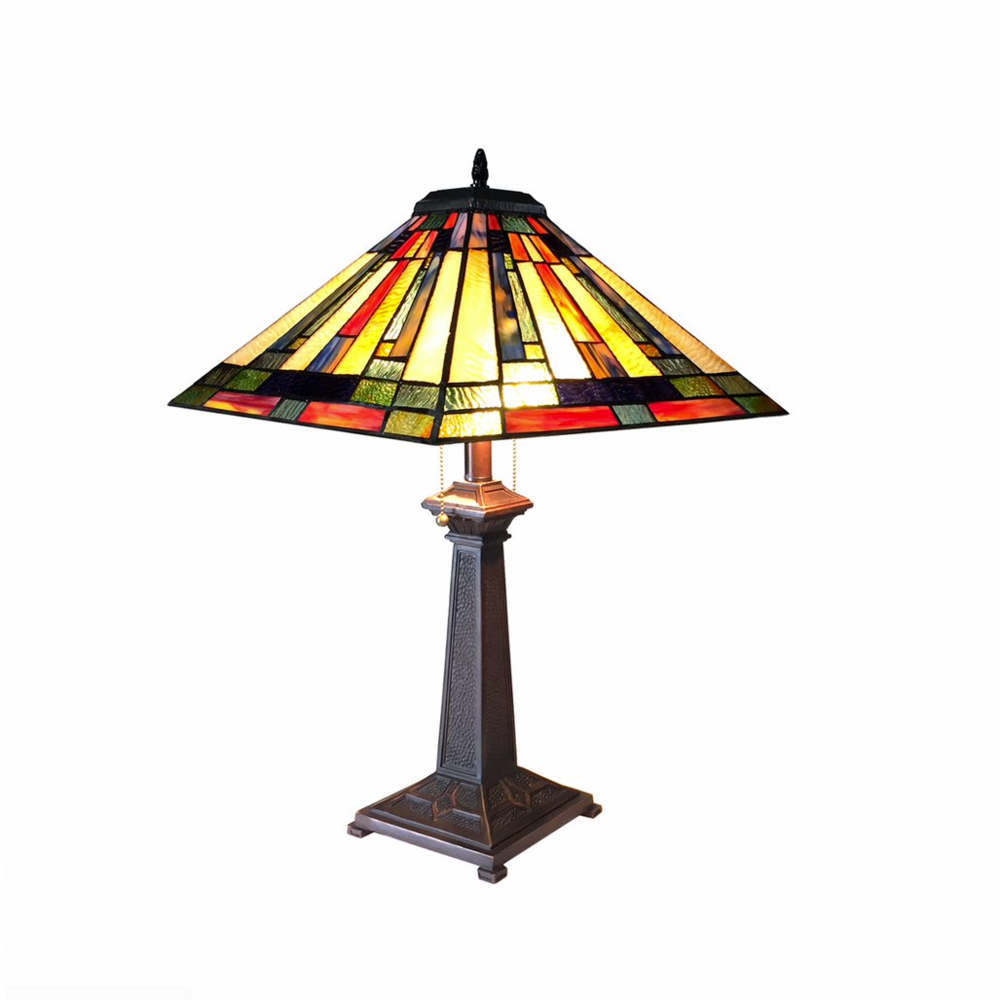 GERARD Tiffany-style 2 Light Mission Table Lamp 16" Shade. Picture 1