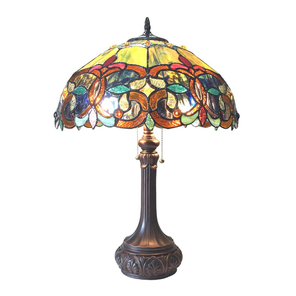 GENESIS Victorian 2 Light Antique Dark Bronze Table Lamp 17" Shade. Picture 1