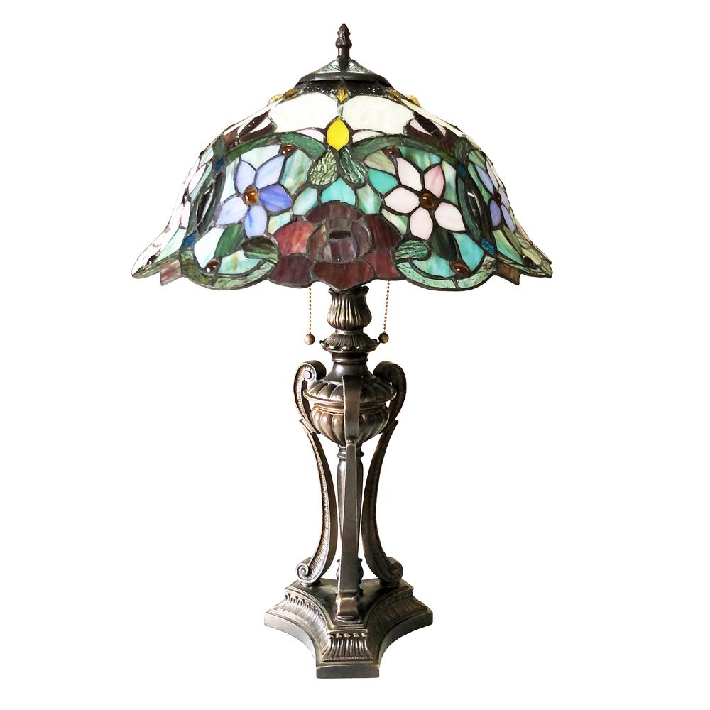 CHLOE Lighting PIPER Tiffany-Style Floral Stained Glass Table Lamp 26" Height. Picture 2