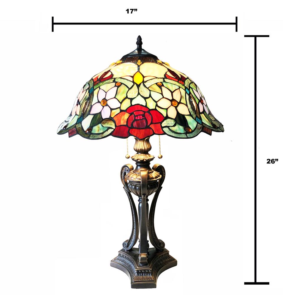 CHLOE Lighting PIPER Tiffany-Style Floral Stained Glass Table Lamp 26" Height. Picture 4