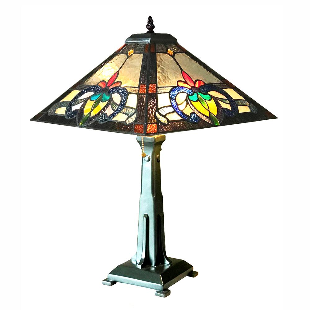 CHLOE Lighting CUTHBERT Tiffany-Style Mission Stained Glass Table Lamp 24" Height. Picture 1