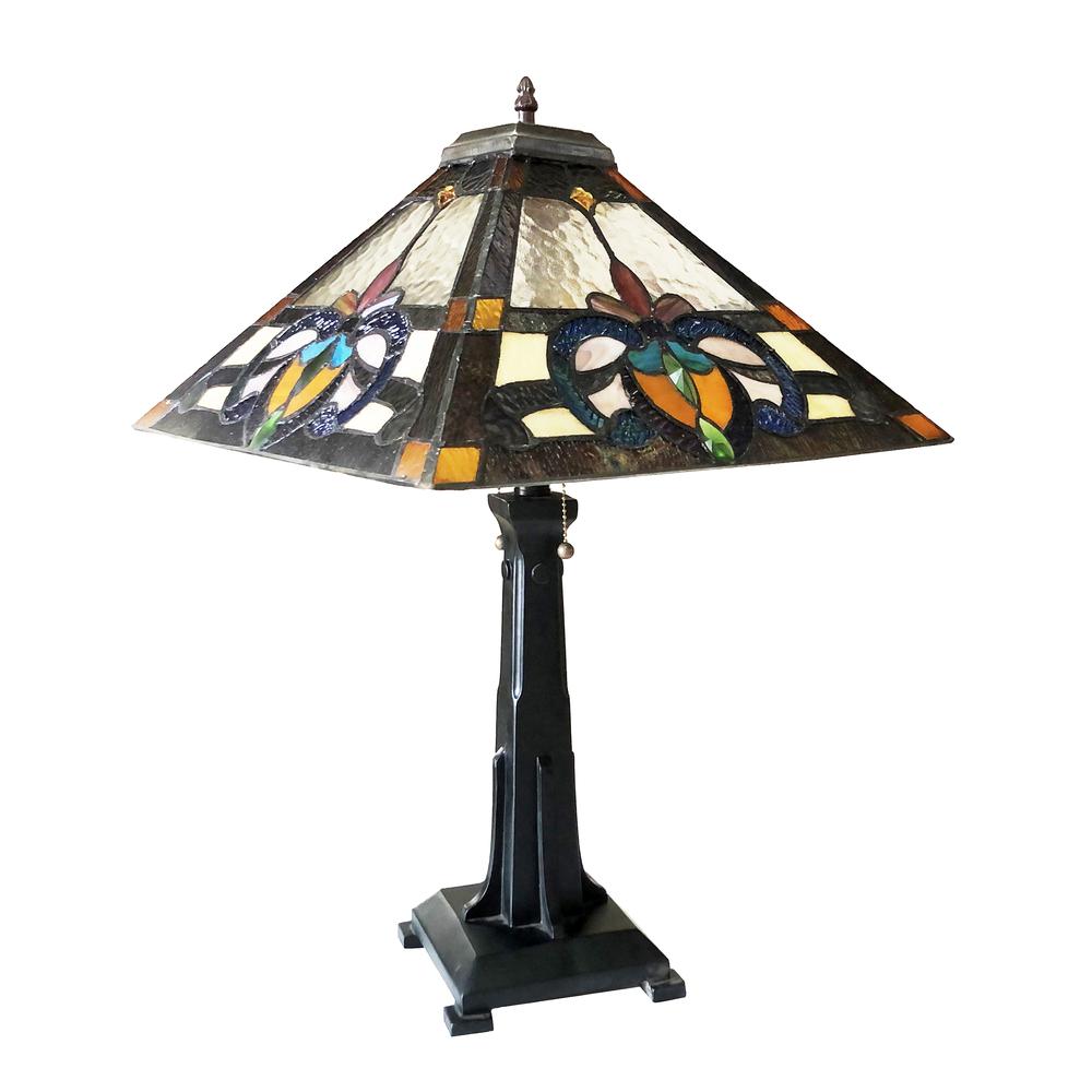 CHLOE Lighting CUTHBERT Tiffany-Style Mission Stained Glass Table Lamp 24" Height. Picture 2