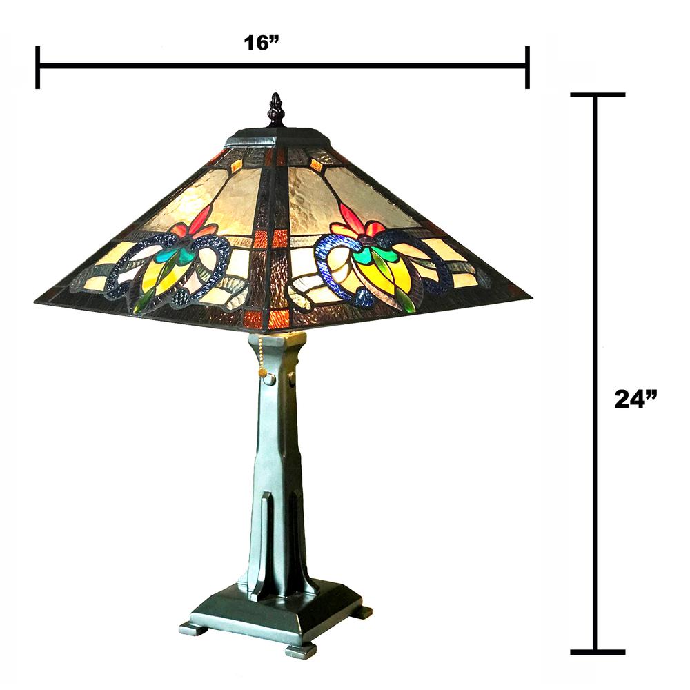 CHLOE Lighting CUTHBERT Tiffany-Style Mission Stained Glass Table Lamp 24" Height. Picture 4