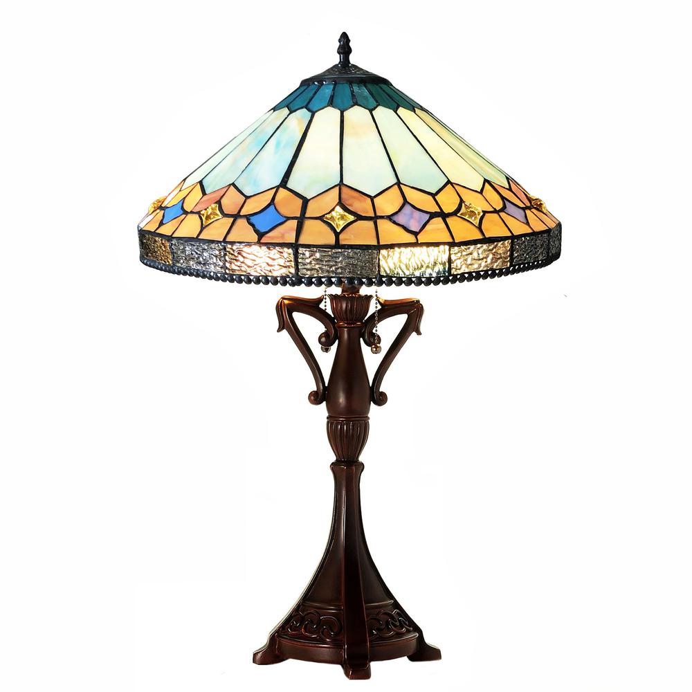 CHLOE Lighting NICHOLAS Tiffany-Style Mission Stained Glass Table Lamp 25" Height. Picture 1