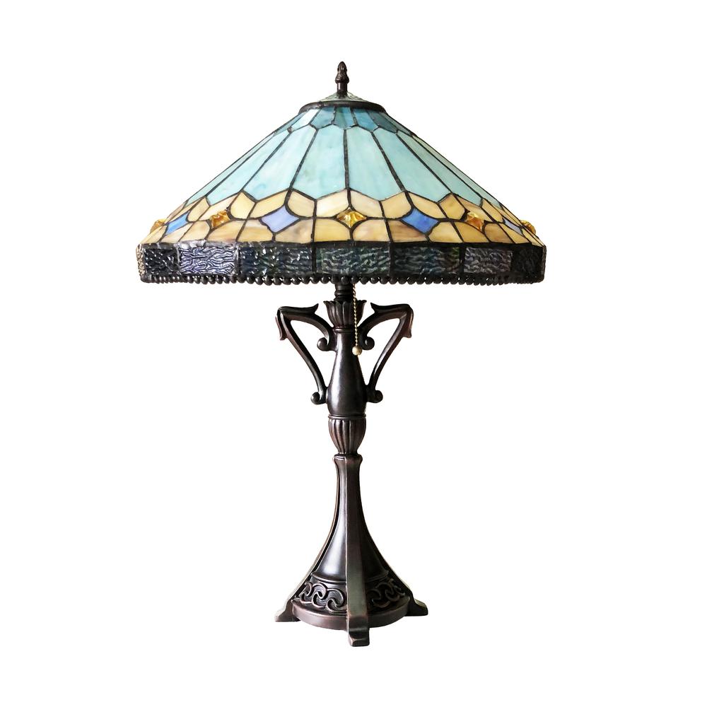 CHLOE Lighting NICHOLAS Tiffany-Style Mission Stained Glass Table Lamp 25" Height. Picture 2