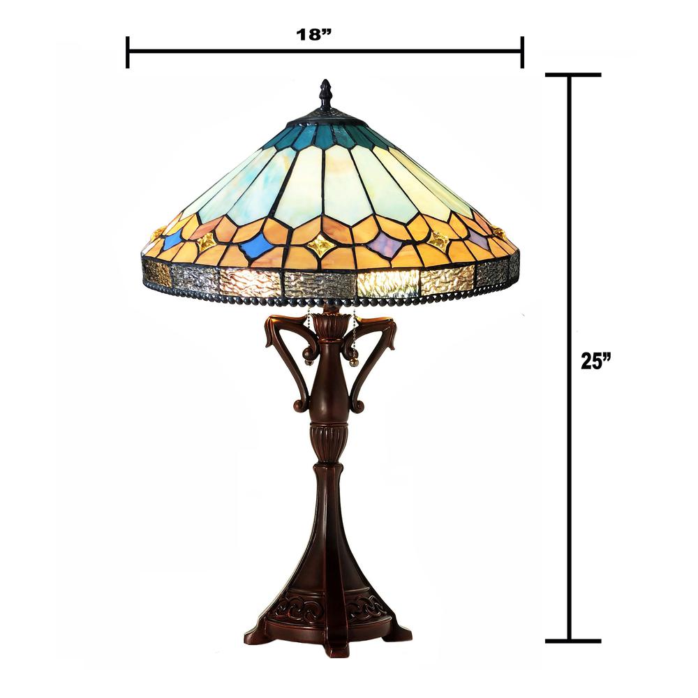CHLOE Lighting NICHOLAS Tiffany-Style Mission Stained Glass Table Lamp 25" Height. Picture 4