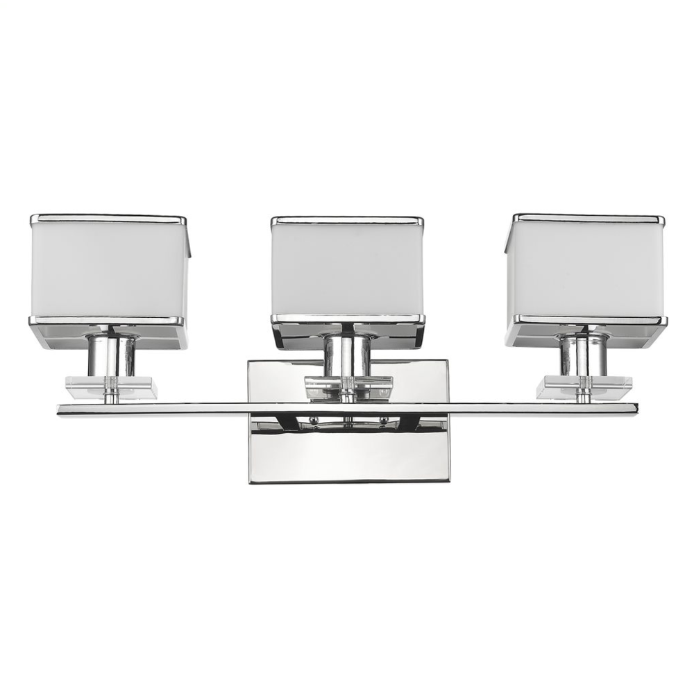 TRILLUMINATE Contemporary 3 Light Chrome Finish White Opal Glass Bath Vanity Wall Fixture 24" Wide. Picture 1