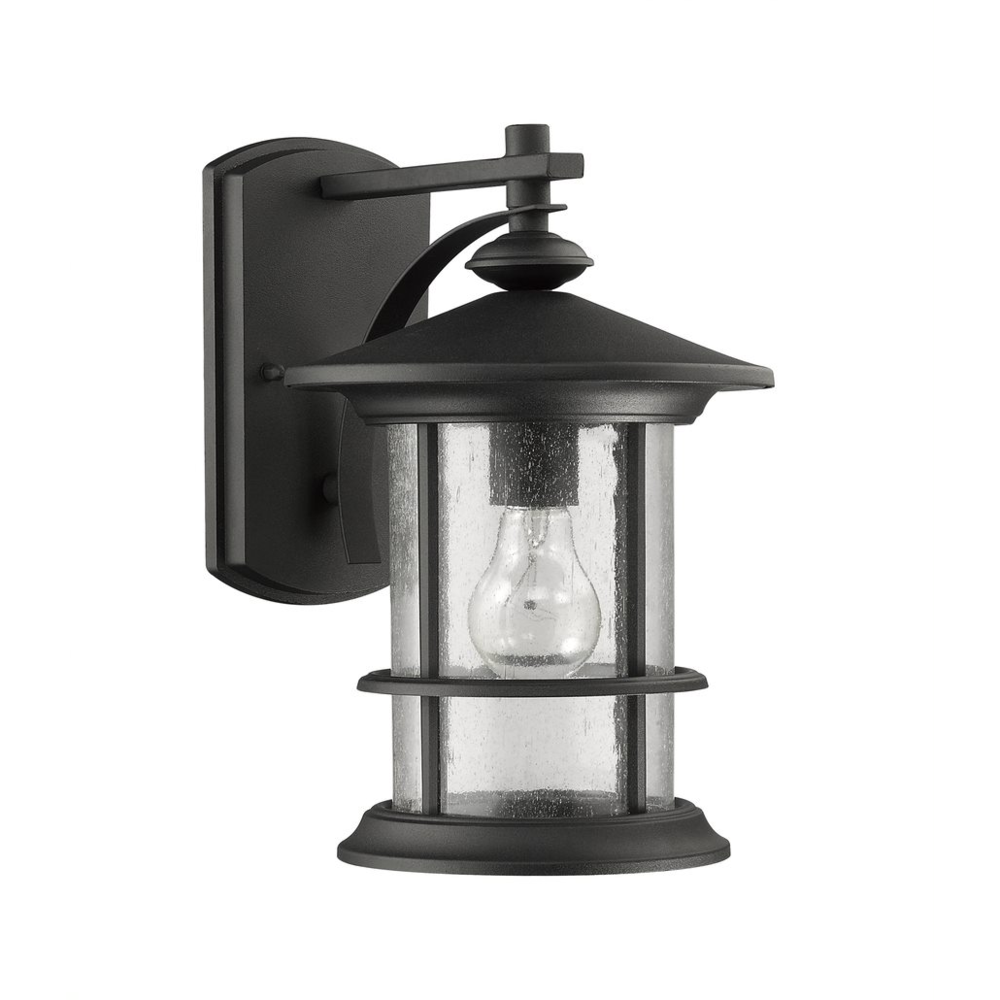 ASHLEY SUPERIORA Transitional 1 Light Textured Black Outdoor Wall Sconce. Picture 1
