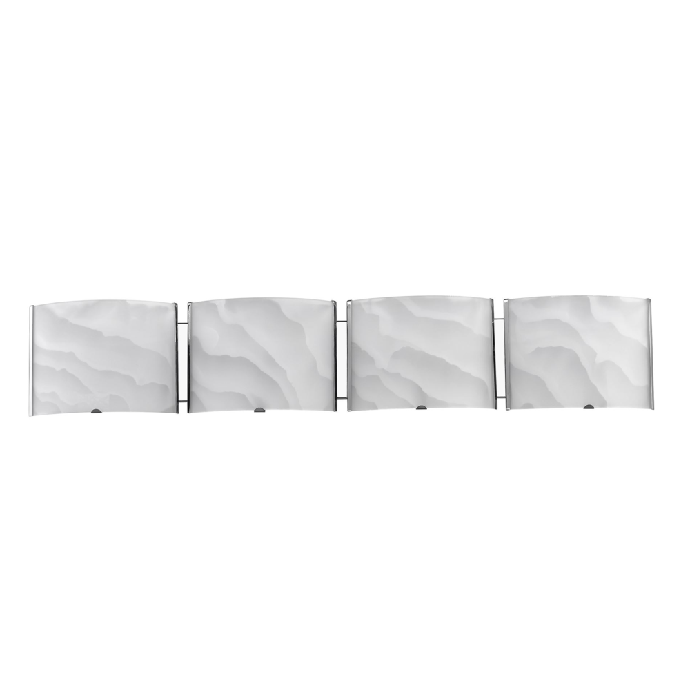 AMPERE Transitional 4 Light Chrome Metallic Bath Vanity Wall Fixture White Frosted Alabaster Glass 33" Wide. Picture 1