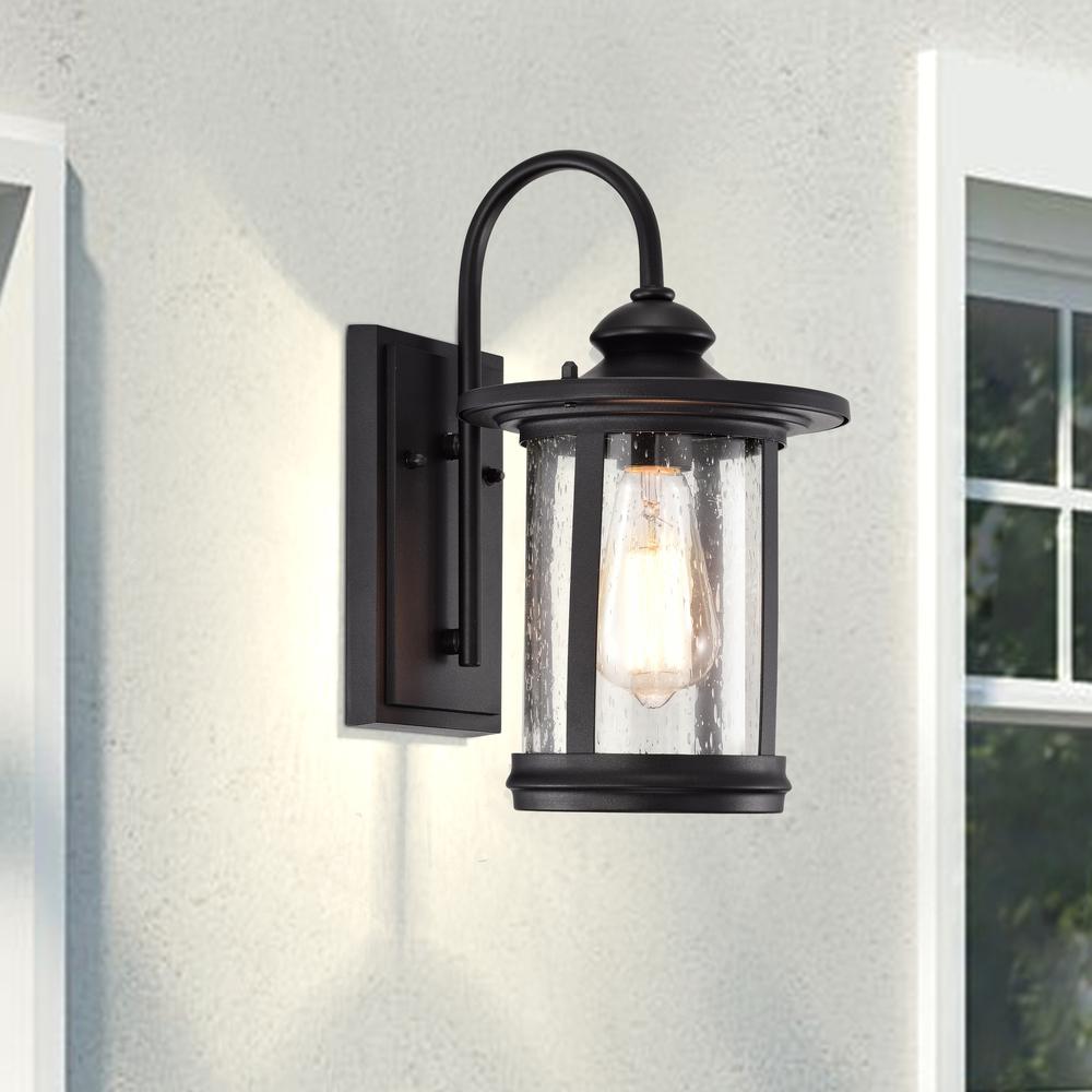 CHLOE Lighting COLE Transitional 1 Light Textured Black Outdoor Wall Sconce 12" Height. Picture 12