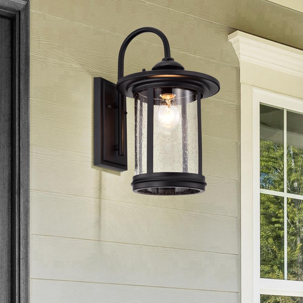 CHLOE Lighting COLE Transitional 1 Light Textured Black Outdoor Wall Sconce 16" Height. Picture 8