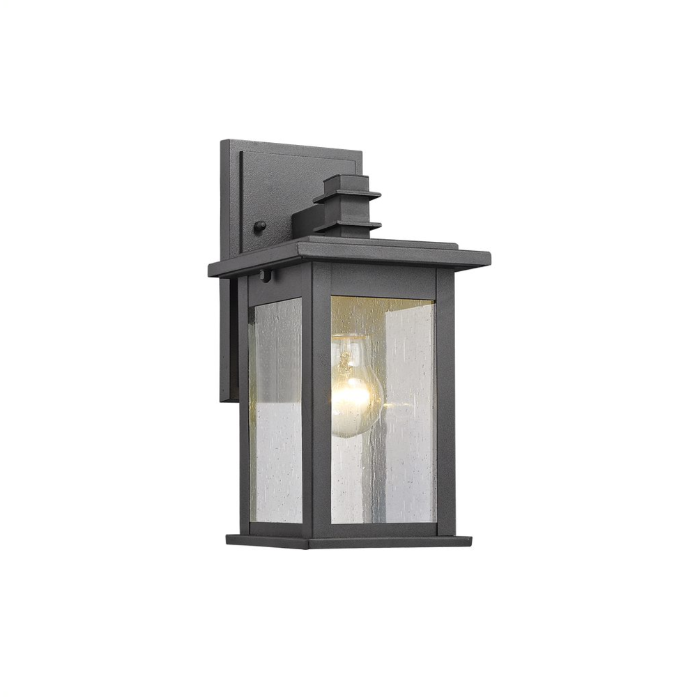 TRISTAN Transitional 1 Light Black Outdoor Wall Sconce 12" Height. Picture 1