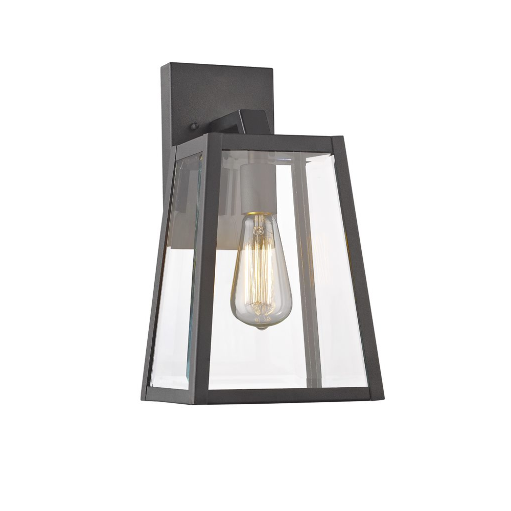 LEODEGRANCE Transitional 1 Light Black Outdoor Wall Sconce 14" Height. Picture 1