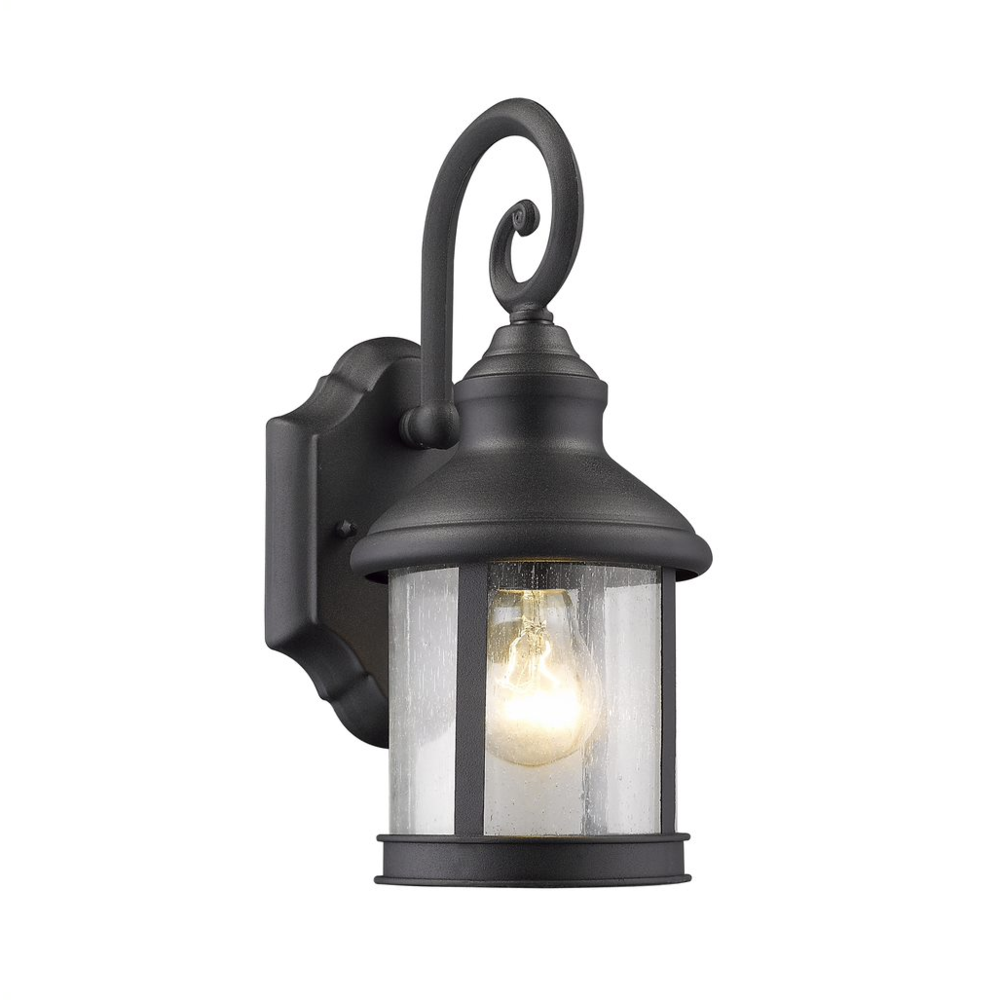 GALAHAD Transitional 1 Light Black Outdoor Wall Sconce 12" Height. Picture 1