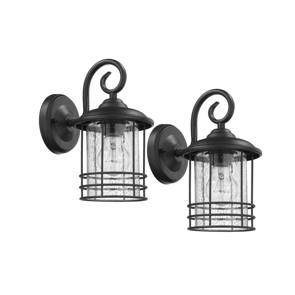 Transitional 1 Light Black Outdoor Wall Sconce 10" Height, 2-pack. Picture 1