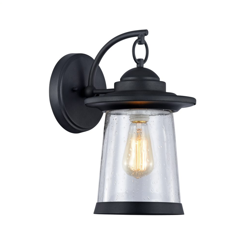 LINON Transitional 1 Light Black Outdoor Wall Sconce 13" Height. Picture 1