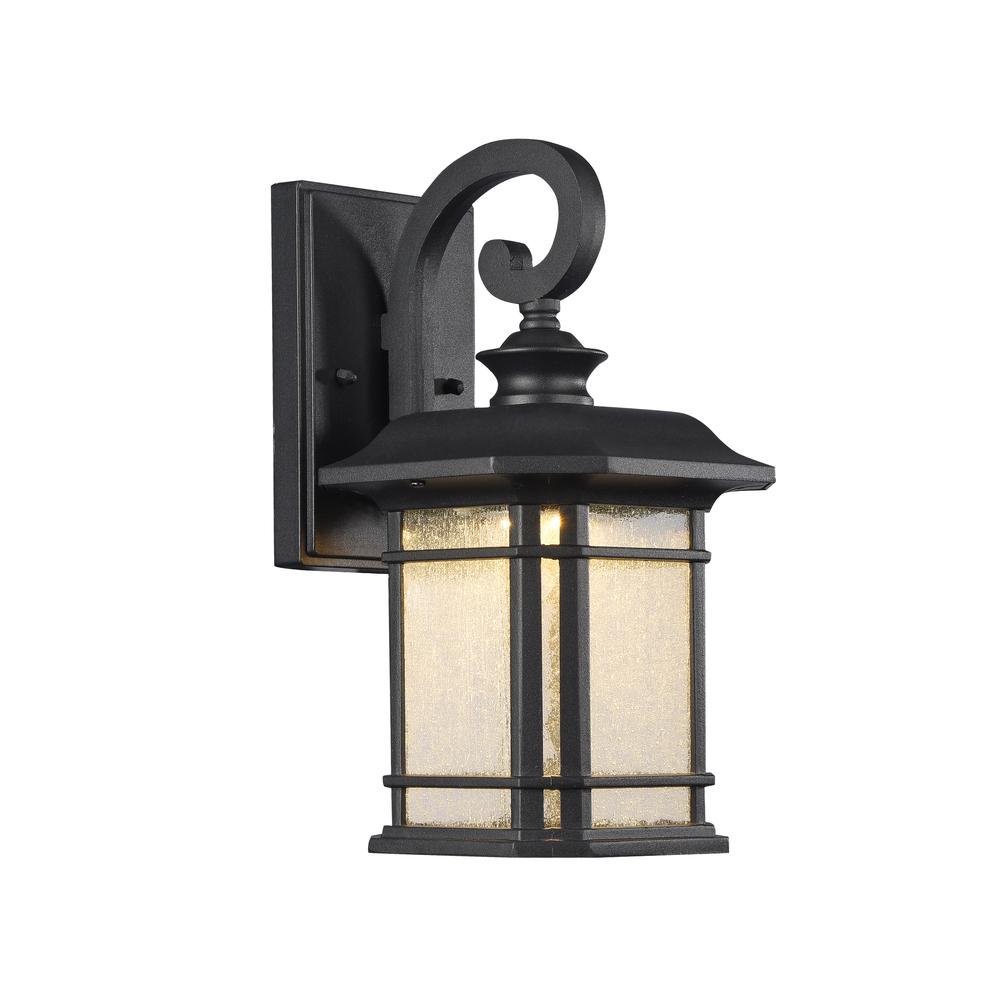 FRANKLIN Transitional LED Textured Black Outdoor Wall Sconce 13" Height. Picture 1