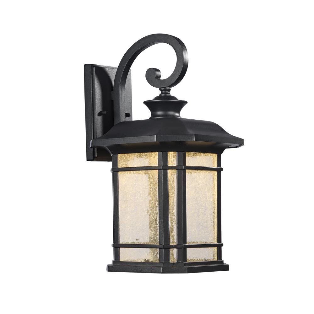FRANKLIN Transitional LED Textured Black Outdoor Wall Sconce 17" Height. Picture 1