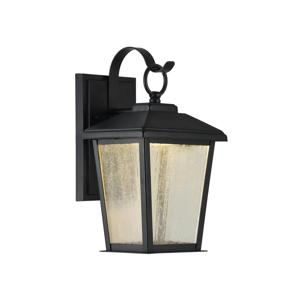 KIRTON Transitional LED Textured Black Outdoor Wall Sconce 12" Tall. Picture 1