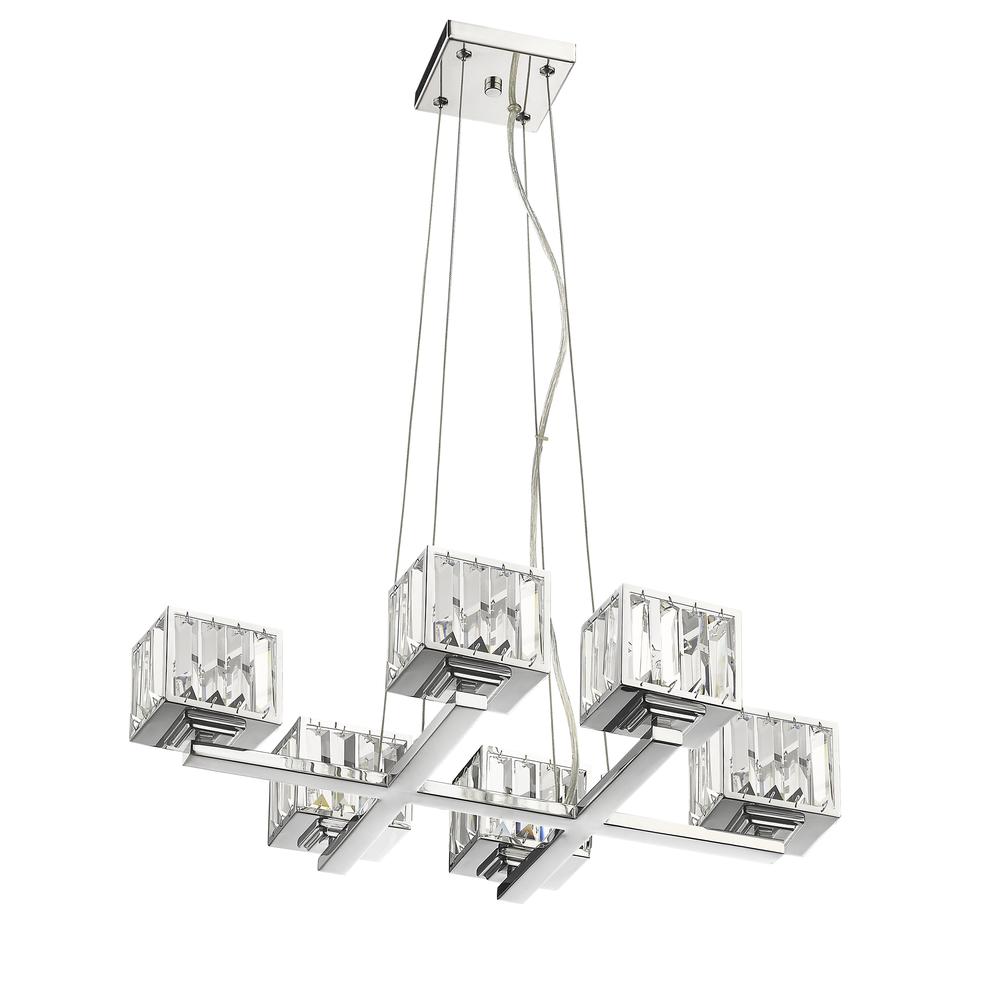 TRILLUMINATE Contemporary 6 Light Chrome Finish Chandelier 23" Wide. The main picture.