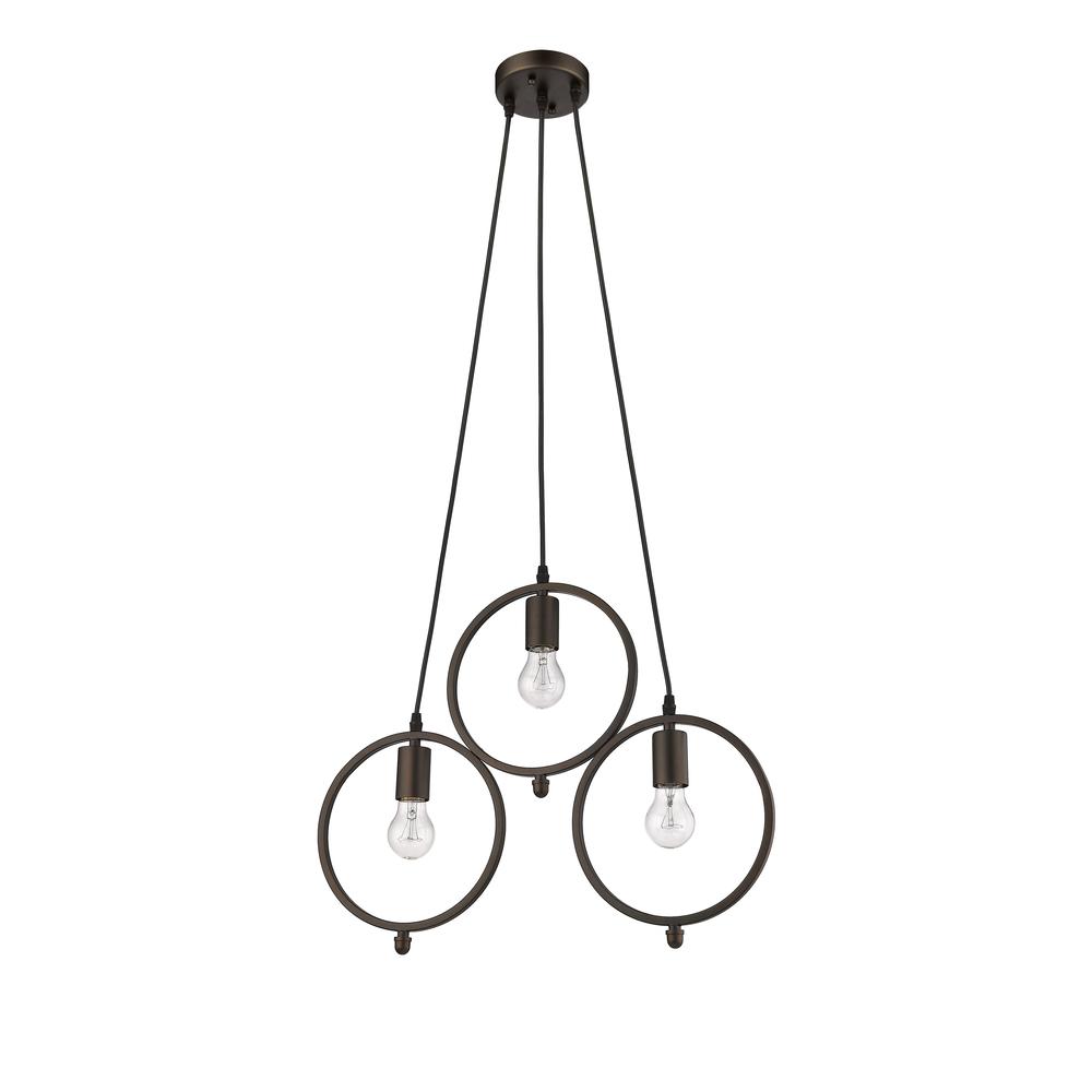 IRONCLAD Industrial 3 Light Rubbed Bronze Ceiling Pendant 21.5" Wide. Picture 4