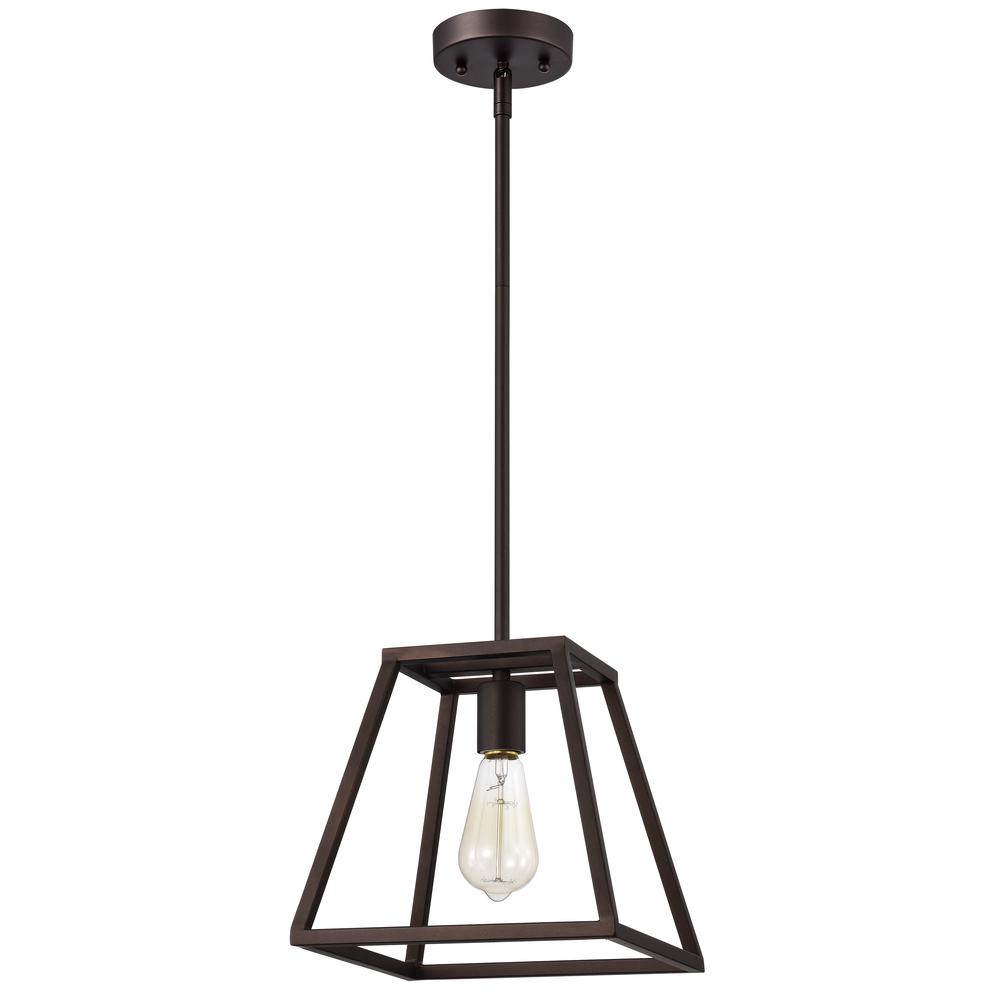 CHLOE Lighting IRONCLAD- Industrial 1 Light Oil Rubbed Bronze Mini Pendant Ceiling Fixture 10" Wide. Picture 2