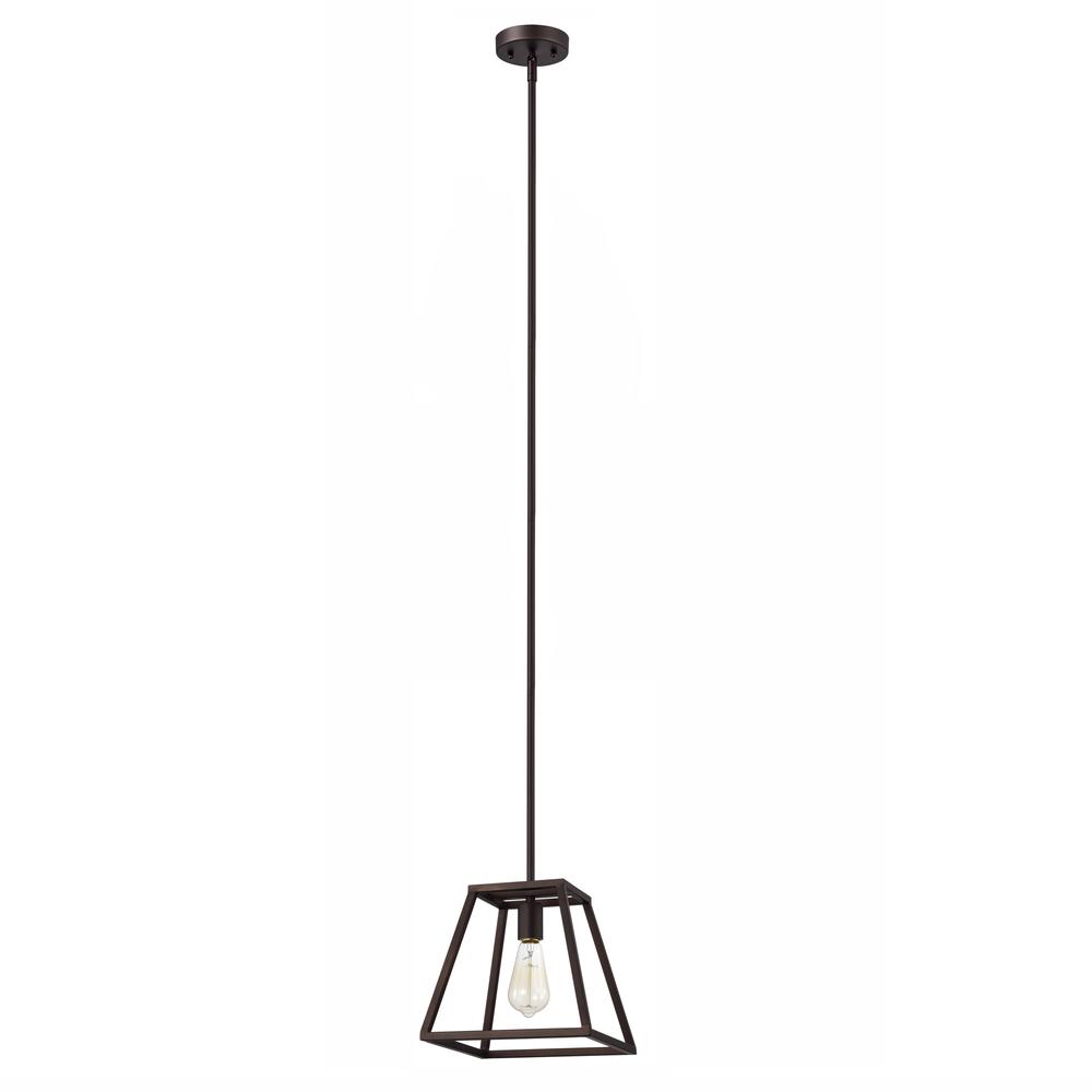 CHLOE Lighting IRONCLAD- Industrial 1 Light Oil Rubbed Bronze Mini Pendant Ceiling Fixture 10" Wide. Picture 3