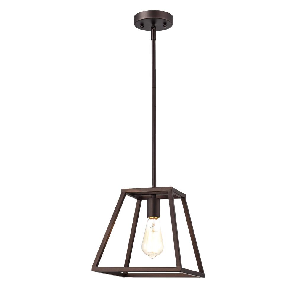 CHLOE Lighting IRONCLAD- Industrial 1 Light Oil Rubbed Bronze Mini Pendant Ceiling Fixture 10" Wide. Picture 4