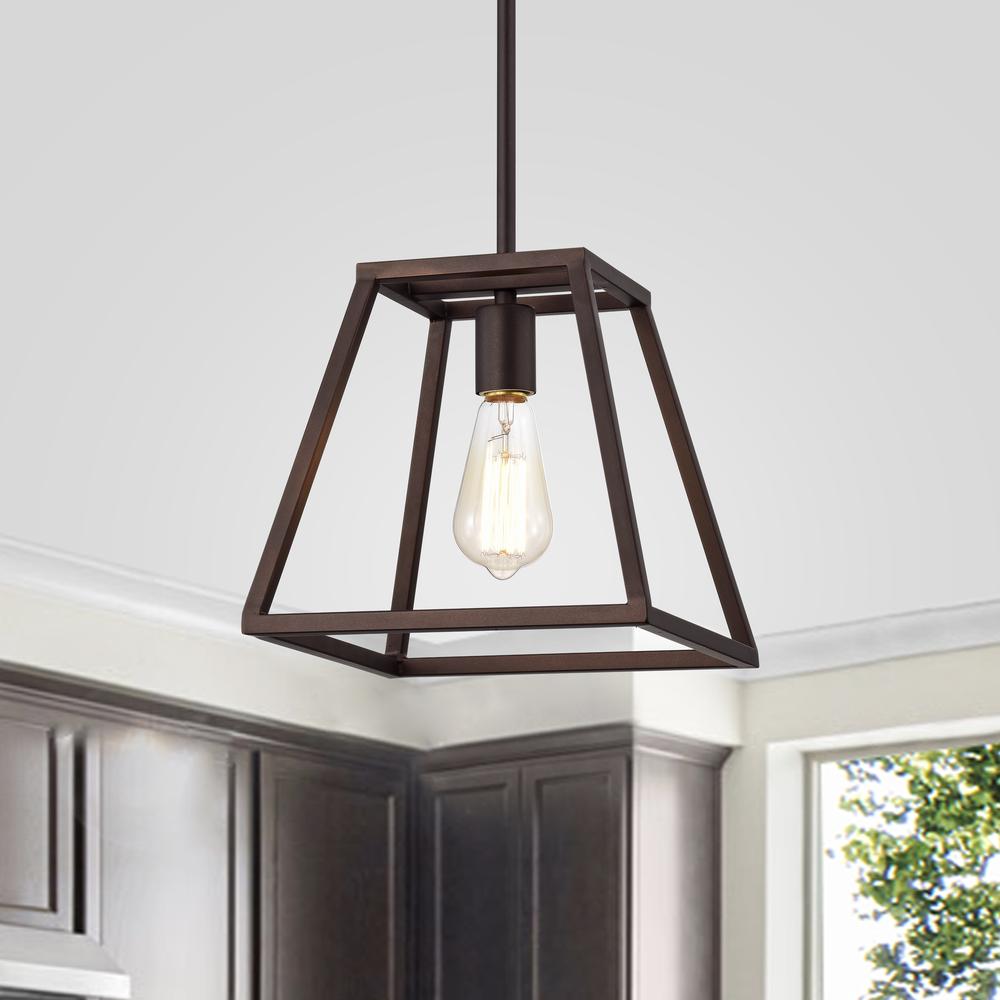 CHLOE Lighting IRONCLAD- Industrial 1 Light Oil Rubbed Bronze Mini Pendant Ceiling Fixture 10" Wide. Picture 8