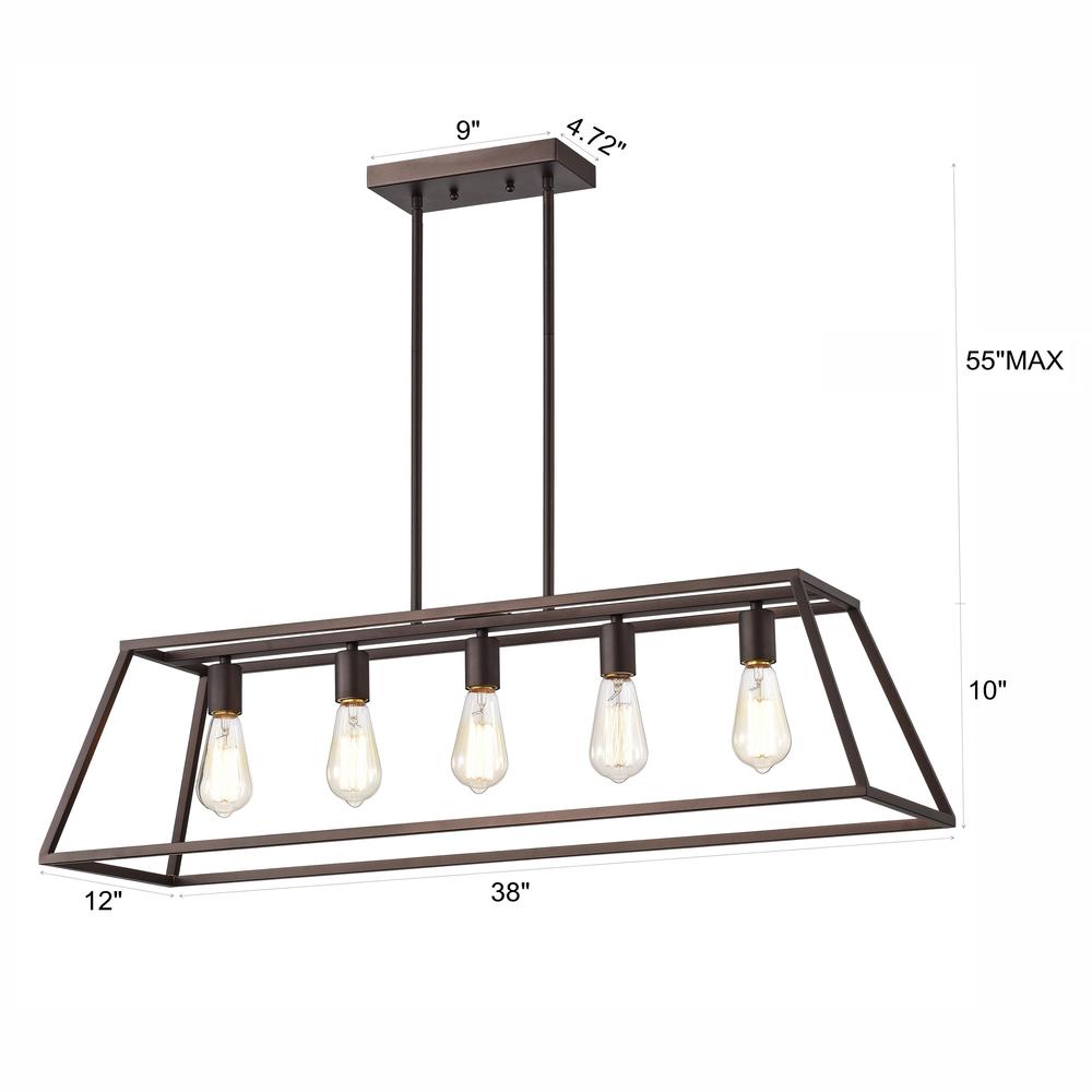CHLOE Lighting IRONCLAD Industrial 5 Light Oil Rubbed Bronze Island Pendant Ceiling Fixture 38" Wide. Picture 12