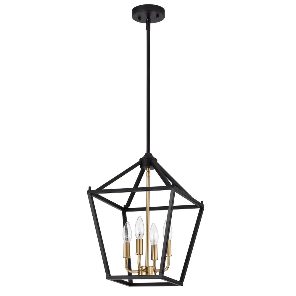 CHLOE Lighting IRONCLAD Industrial 4 Light Textured Black Inverted Pendant Ceiling Fixture 12" Wide. Picture 2