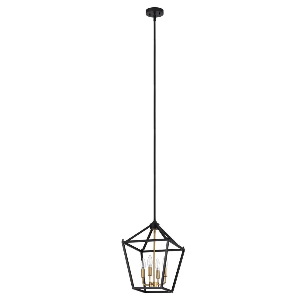 CHLOE Lighting IRONCLAD Industrial 4 Light Textured Black Inverted Pendant Ceiling Fixture 12" Wide. Picture 3