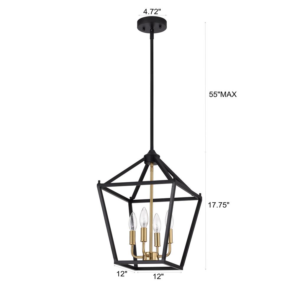 CHLOE Lighting IRONCLAD Industrial 4 Light Textured Black Inverted Pendant Ceiling Fixture 12" Wide. Picture 8