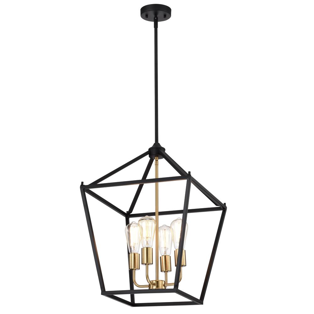CHLOE Lighting IRONCLAD Industrial 4 Light Textured Black Inverted Pendant Ceiling Fixture 16" Wide. Picture 1