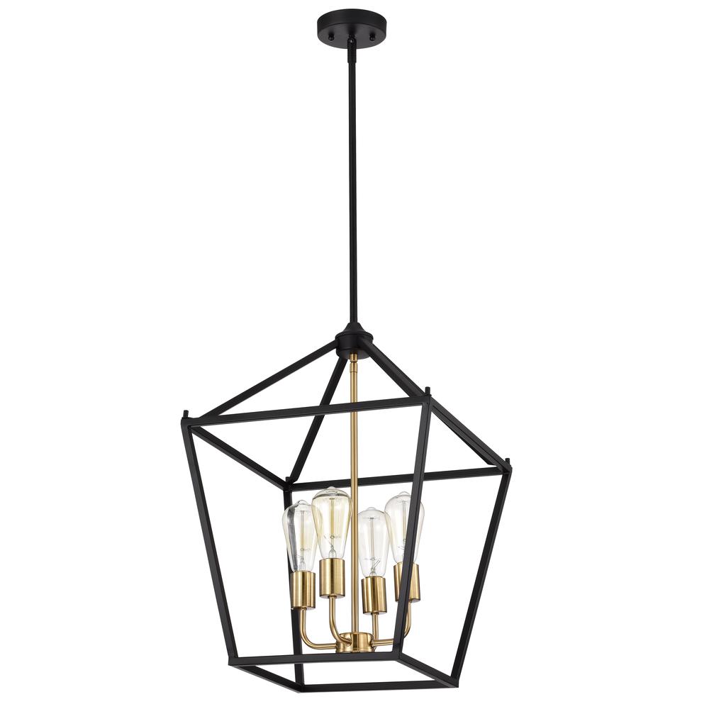 CHLOE Lighting IRONCLAD Industrial 4 Light Textured Black Inverted Pendant Ceiling Fixture 16" Wide. Picture 2