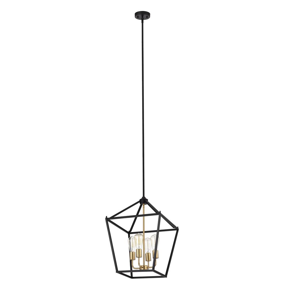 CHLOE Lighting IRONCLAD Industrial 4 Light Textured Black Inverted Pendant Ceiling Fixture 16" Wide. Picture 3