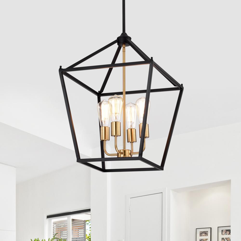 CHLOE Lighting IRONCLAD Industrial 4 Light Textured Black Inverted Pendant Ceiling Fixture 16" Wide. Picture 8