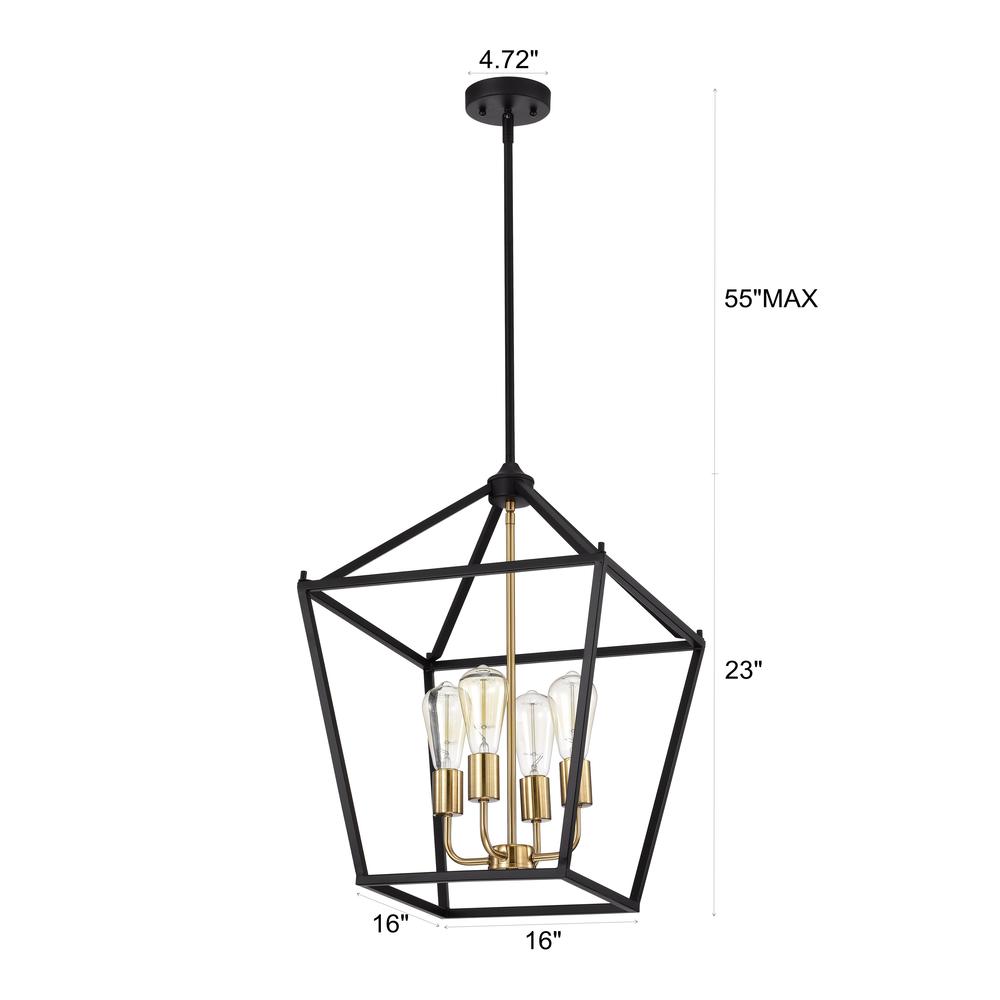 CHLOE Lighting IRONCLAD Industrial 4 Light Textured Black Inverted Pendant Ceiling Fixture 16" Wide. Picture 10