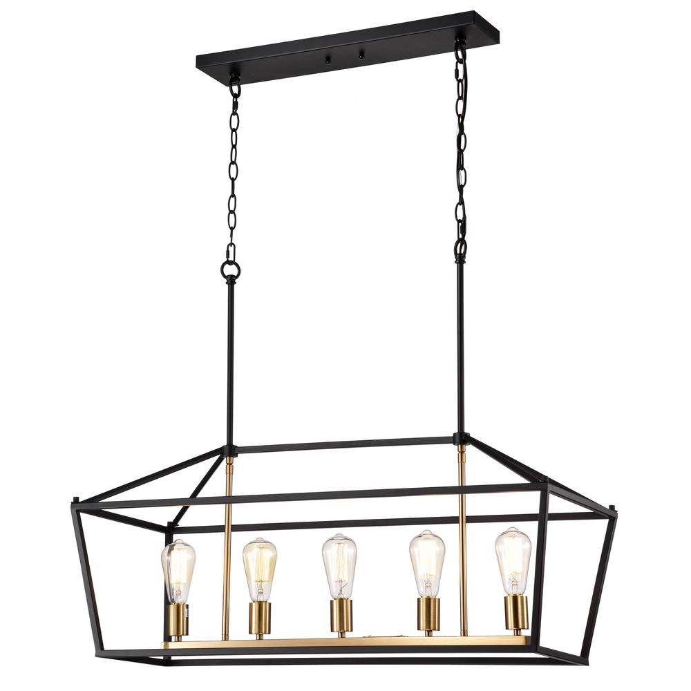 CHLOE Lighting IRONCLAD Industrial 5 Light Textured Black Island Pendant Ceiling Fixture 36" Wide. The main picture.